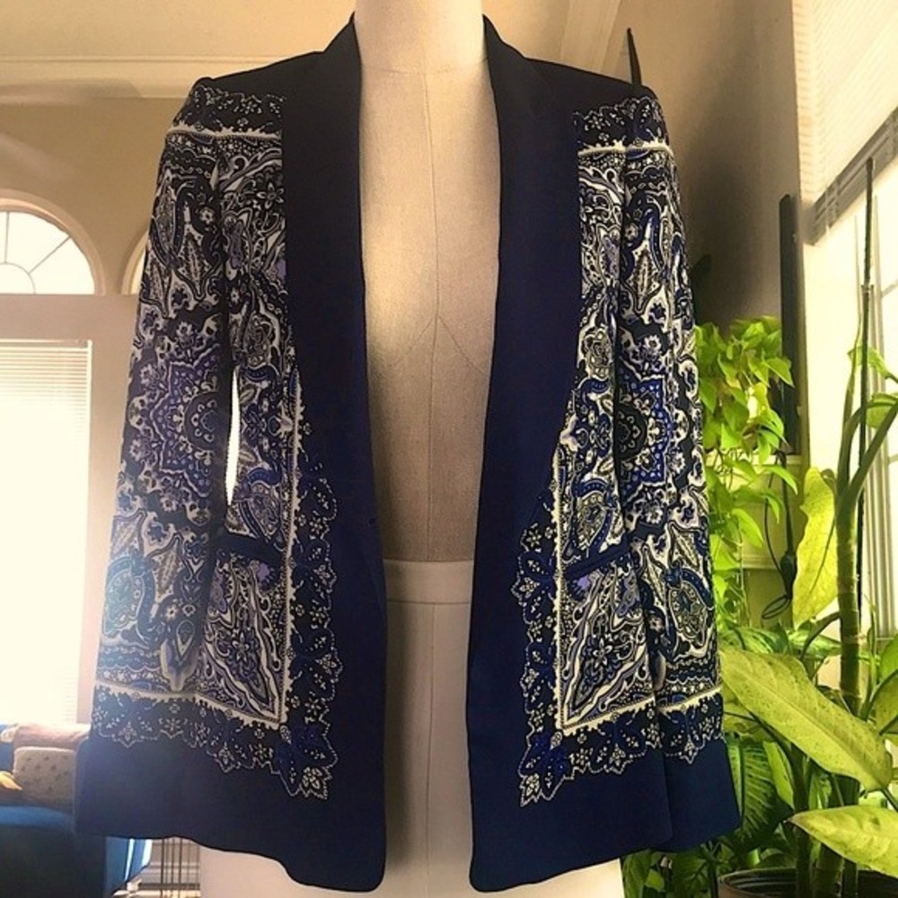 Zara Paisley Scarf Print Blazer